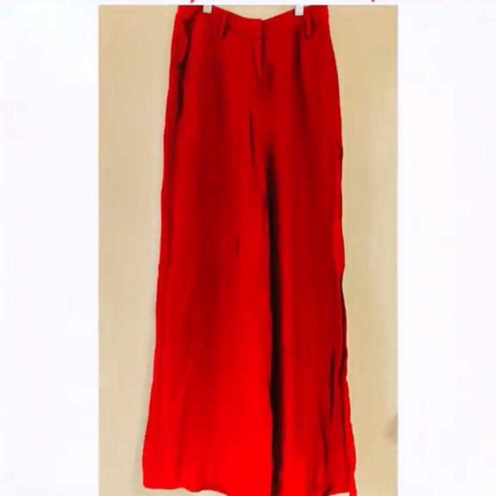 Maeve Vibrant Red Wide-Leg Pants
